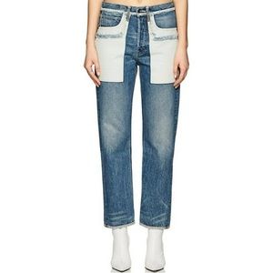 Helmut Lang Denim Inside Out Oversized Boyfriend Jeans Blue White Pockets NWT